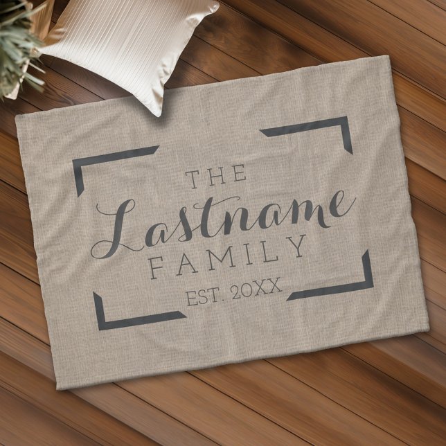 Rustik Burlap - Anpassningsbar-familj eller Bröllo Fleecefilt (Custom Fleece Blanket - Add Photos and Text)