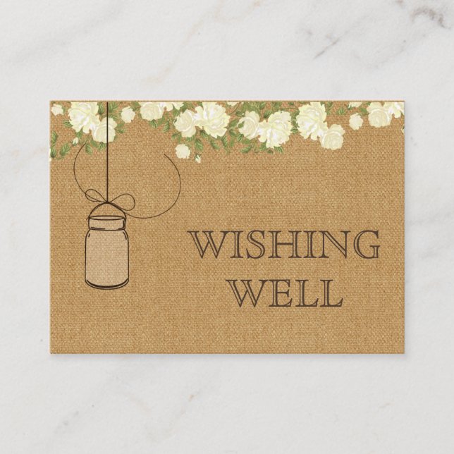 Rustik burlap elfenben ro mason burk önskar lycka  tilläggskort (Framsida)