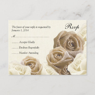 Rustik Burlap Flowers Ro Bröllop OSA Card Kort