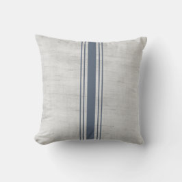 Rustik burlap Grain Sack Blue Grått Stripe Kudde