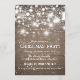 Rustik Burlap jul Party Shining Stars Inbjudningar