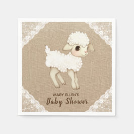 Rustik Burlap Little Lamb Baby Shower Pappersserve Pappersservett