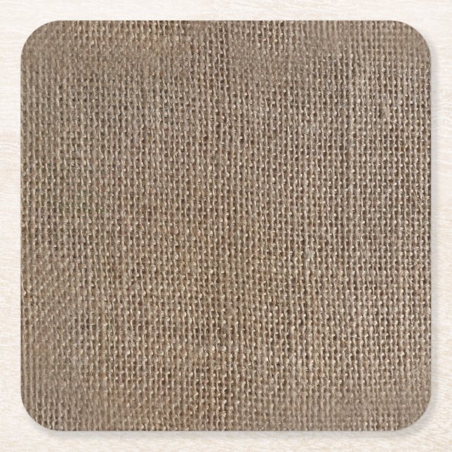 Rustik Burlap-look Brun bakgrund Underlägg Papper Kvadrat (Framsidan)