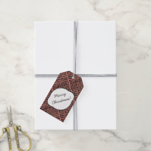 Rustik Burlap Mönster Terracotta med Hälsning Presentetikett