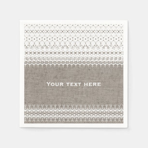 Rustik Burlap och Elegant Snöre Bröllop Pappersservett