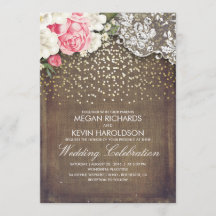 Rustik Burlap och Rosa Flowers Snöre Guld Bröllop