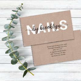 Rustik Burlap Photo Typography Nail Artist Visitkort