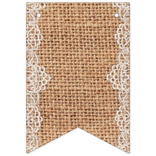 Rustik Burlap Sack med vit Snöre. Vimplar