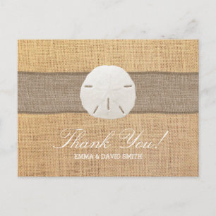 Rustik Burlap Sand Dollar-Tack Vykort