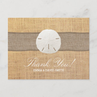 Rustik Burlap Sand Dollar-Tack Vykort