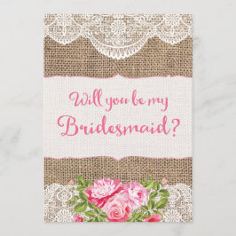 Rustik Burlap Snöre Kommer du att bli mitt Bridesm Inbjudningar