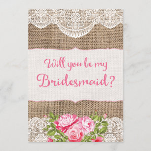 Rustik Burlap Snöre Kommer du att bli mitt Bridesm Inbjudningar