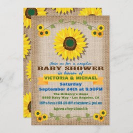 Rustik Burlap Solros Par Baby Shower Inbjudningar