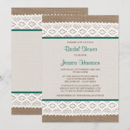 Rustik Burlap & Vintage White Snöre Möhippa Inbjudningar