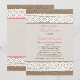 Rustik Burlap & Vintage White Snöre Möhippa Inbjudningar