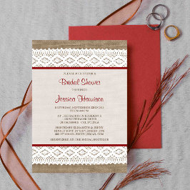 Rustik Burlap & Vintage White Snöre Möhippa Inbjudningar