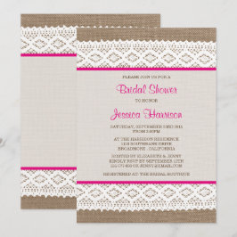 Rustik Burlap & Vintage White Snöre Möhippa Inbjudningar