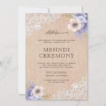 Rustik burlapslinga lila blommig islamisk Mehndi