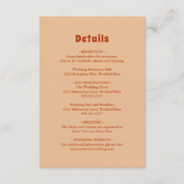 Rustik Burnt Orange Modern Bröllop Tilläggskort