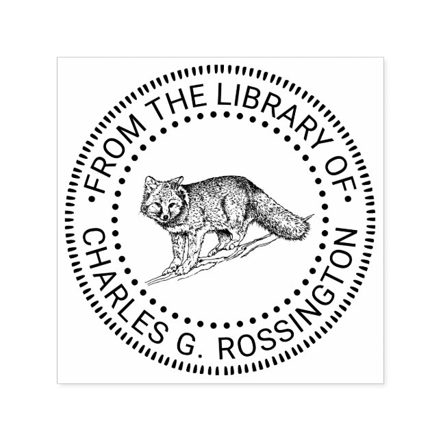 Rustik Buskig Rävv Biblioteksboknamn Självfärgande Stämpel (Design)