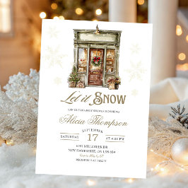 Rustik butiksfasad Låt det snöa Pojke Baby Shower Inbjudningar