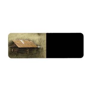 Rustik Cabin Vintage Weasted Postcard Returadress Etikett