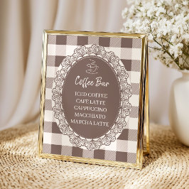 Rustik Café Bebe Kaffe Bar Baby Shower Poster