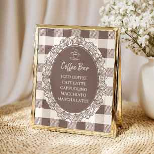 Rustik Café Bebe Kaffe Bar Baby Shower Poster
