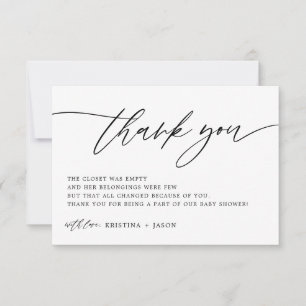 Rustik Calligraphy Baby Shower - tack för dina kor Kort