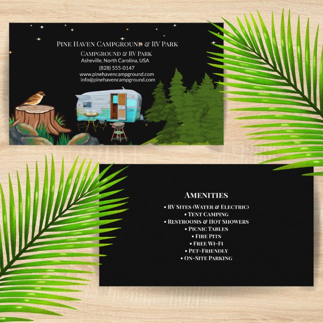 Rustik campingplats RV Park Utomhuslayout Visitkort (Skapare uppladdad)