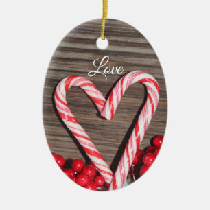 Rustik Candy cane Heart Kärlek Personlig Julgransprydnad Keramik