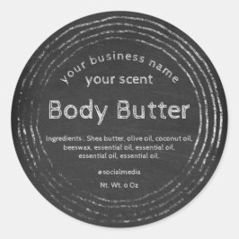 Rustik chalkboard-kroppssmör runt klistermärke