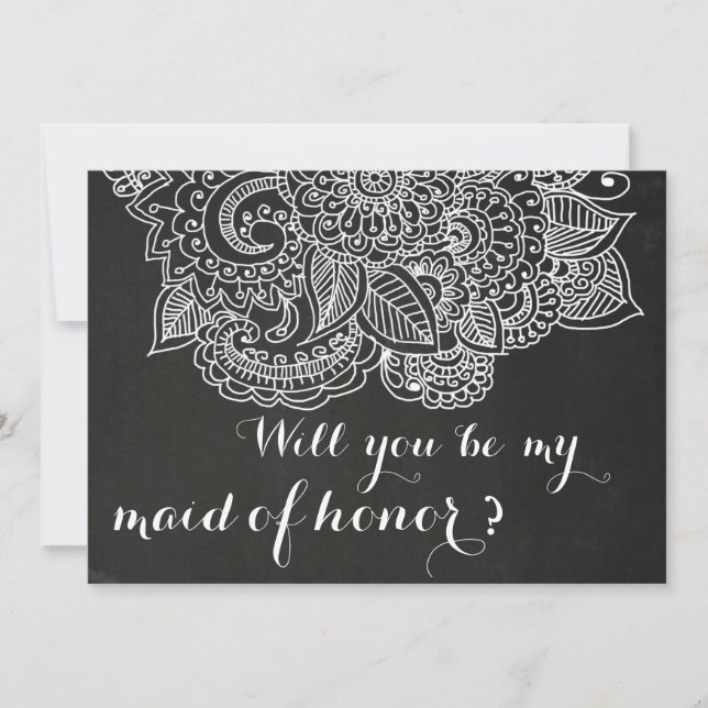 Rustik Chalkboard Vintage Paisley Bridesmaid Inbjudningar (Framsida)
