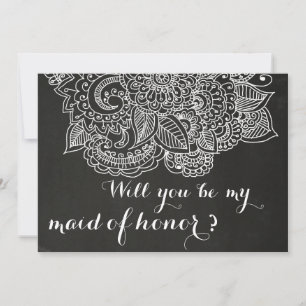 Rustik Chalkboard Vintage Paisley Bridesmaid Inbjudningar