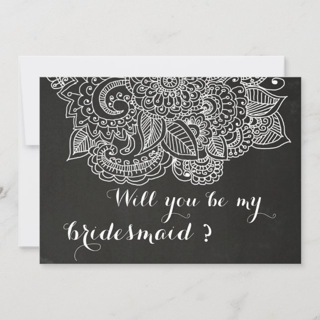 Rustik Chalkboard Vintage Paisley Bridesmaid Inbjudningar (Framsida)