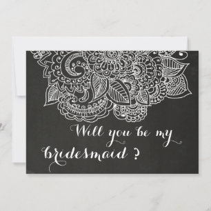 Rustik Chalkboard Vintage Paisley Bridesmaid Inbjudningar