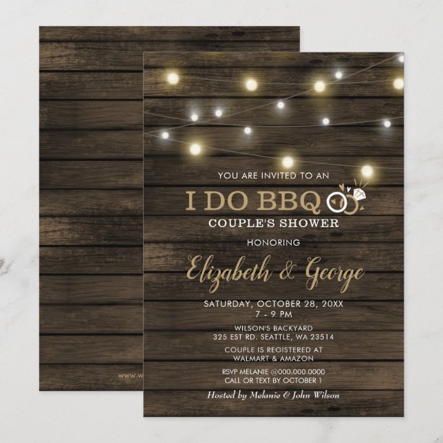 Rustik Chic Barn Wood I Do BBQ Par Shower Inbjudningar (Fram/baksida)