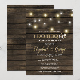 Rustik Chic Barn Wood I Do BBQ Par Shower Inbjudningar