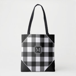 Rustik Chic Black Buffalo Check Play Monogram Tygkasse