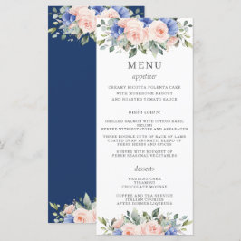 Rustik Chic  Blue Blommigt Flowers Bröllop Menu Program