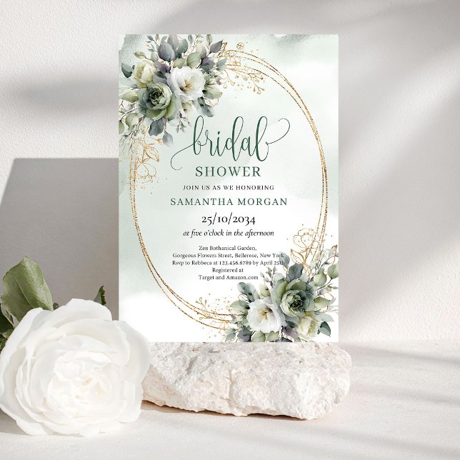 Rustik Chic Botanisk Guld Bröllopsfestinladan Inbjudningar (Rustic Chic Botanical Gold Bridal Shower Invitation)
