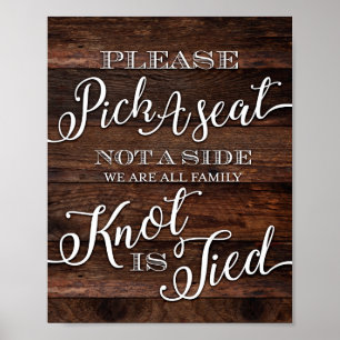 Rustik Chic Bröllop PLOCKA A SEAT Sign Print Poster