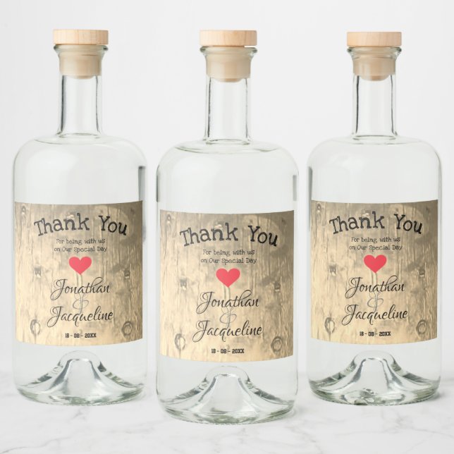 Rustik Chic Bröllop Tack Personlig Namn Spritflaskor Etikett (Flaskor)