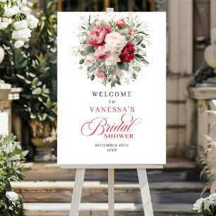Rustik Chic Burgunder Rosa Bröllopsfest Välkommen Poster