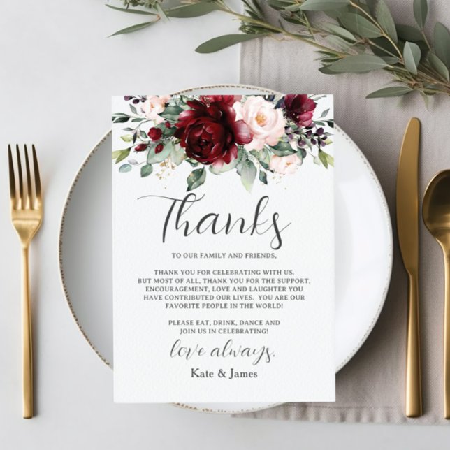 Rustik Chic Burgundy  Blommigt QR  foton Tack Kort (Skapare uppladdad)