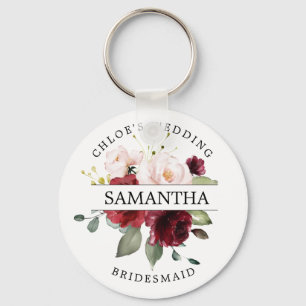 Rustik Chic Burgundy Red  Rosa Personlig Nyckelring
