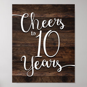 Rustik Chic CHEERS TILL 10 ÅRS Skriv ut Poster