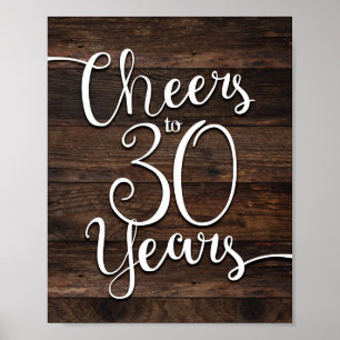 Rustik Chic CHEERS TILL 30 ÅRS Skriv ut Poster