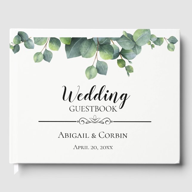 Rustik Chic Eucalyptus Bouquet Bröllop Gästböcker (Framsida)