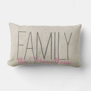 Rustik Chic Family Monogram IN BEIGE ROSA Lumbarkudde